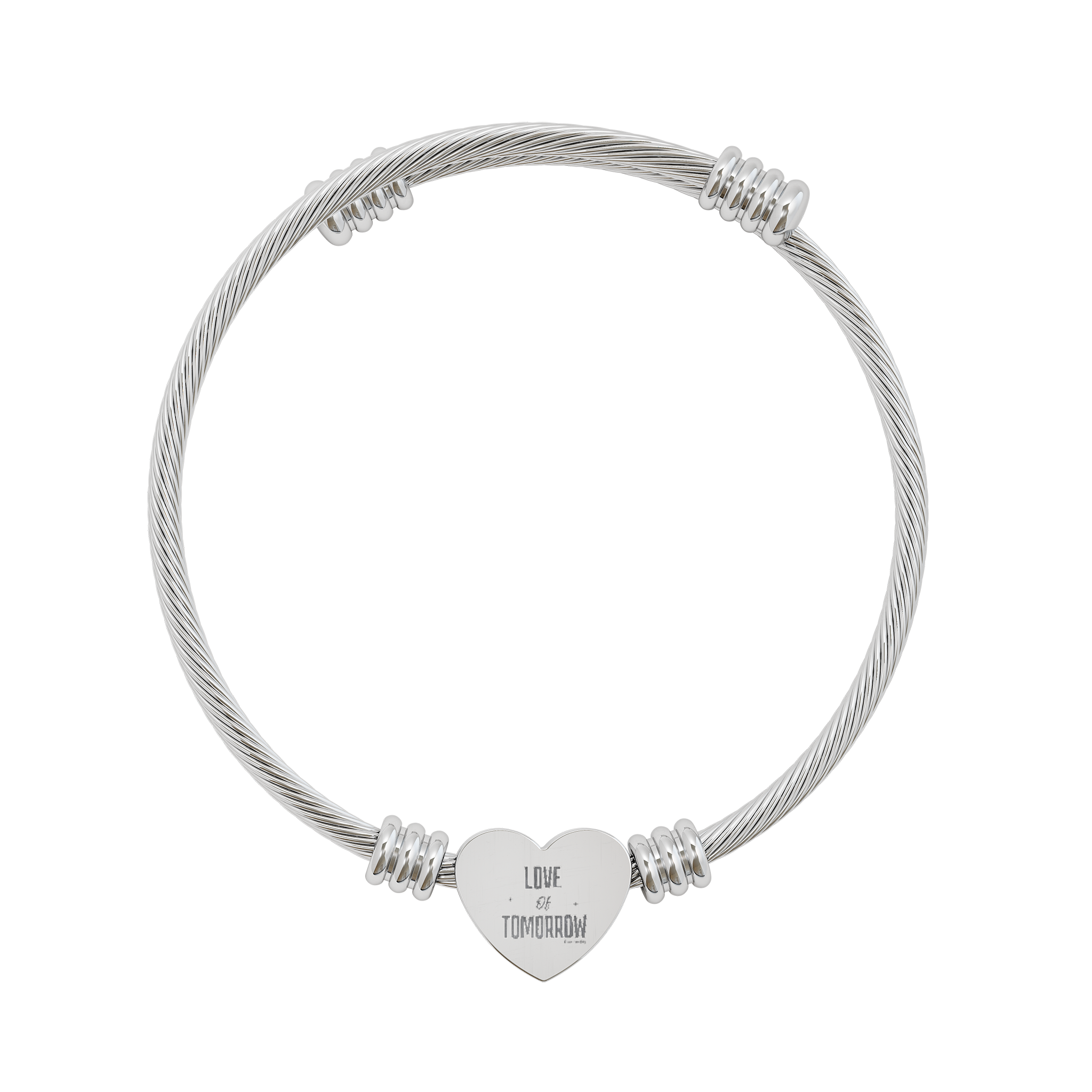 'Love Of Tomorrow' Engraved Heart Cuff Bracelet